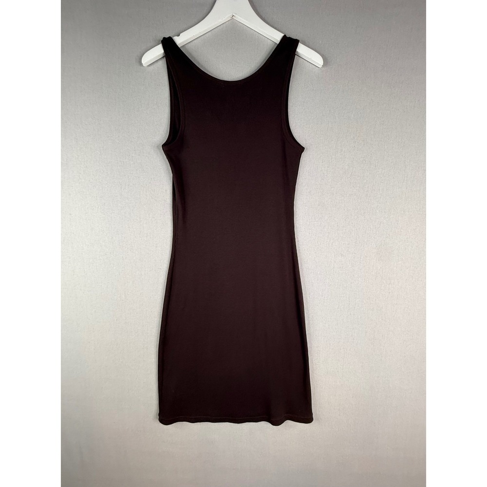 Y2K Old Navy Dress Womens M Brown Ribbed Leather Lace Up Tank 90s Western - Picture 6 of 8